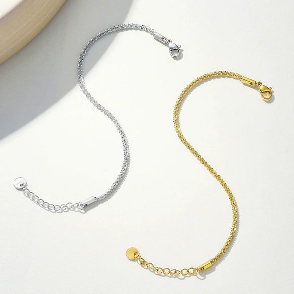 Wholesale Women's Simple Geometric Stainless Steel 14K Gold Electroplated Chain Bracelet