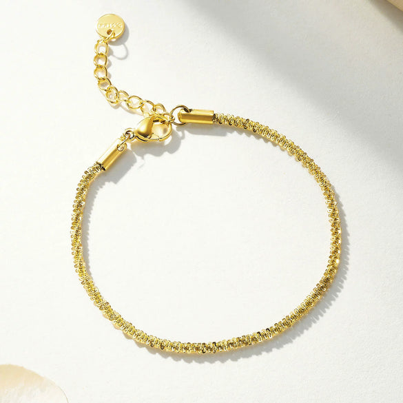 Wholesale Women's Simple Geometric Stainless Steel 14K Gold Electroplated Chain Bracelet