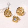 Wholesale Women's Simple Geometric Stainless Steel Open Ring 18K Gold Electroplated
