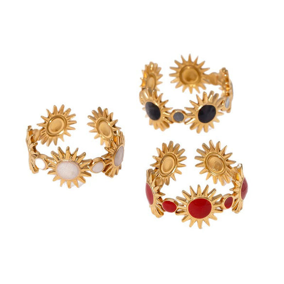 Wholesale Women's Simple Geometric Stainless Steel Open Ring 18K Gold Electroplated