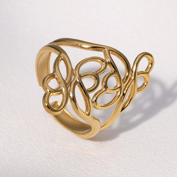 Wholesale Women's Simple Geometric Stainless Steel Open Ring With Electroplating Hand Jewelry