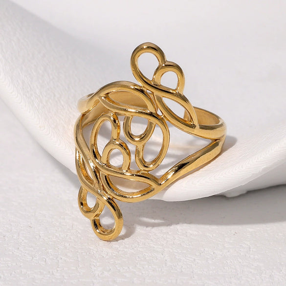 Wholesale Women's Simple Geometric Stainless Steel Open Ring With Electroplating Hand Jewelry