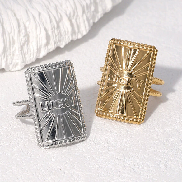 Wholesale Women's Simple Geometric Stainless Steel Open Ring With Electroplating