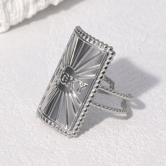Wholesale Women's Simple Geometric Stainless Steel Open Ring With Electroplating