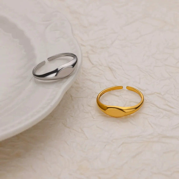 Wholesale Women's Simple Geometric Stainless Steel Ring 18K Gold Plated