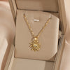 Wholesale Women's Simple Geometric Stainless Steel Sun Pendant Necklace With Mixed Gemstone Setting And Electroplating