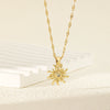 Wholesale Women's Simple Geometric Stainless Steel Sun Pendant Necklace With Mixed Gemstone Setting And Electroplating