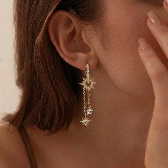 Wholesale Women's Simple Geometric Star Copper Electroplated Earrings