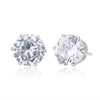 Wholesale Women's Simple Geometric 925 Sterling Silver Earrings With Sixclaw Inlaid Zircon And Electroplating