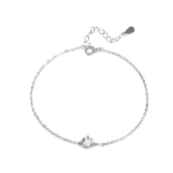 Wholesale Women's Simple Geometric 925 Sterling Silver Sixclaw Bracelet Set With Diamonds