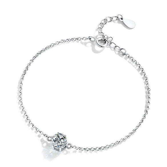 Wholesale Women's Simple Geometric 925 Sterling Silver Sixclaw Bracelet Set With Diamonds