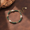 Wholesale Women's Simple Geometric Style Electroplated Silver Malachite Gemstone Bracelet