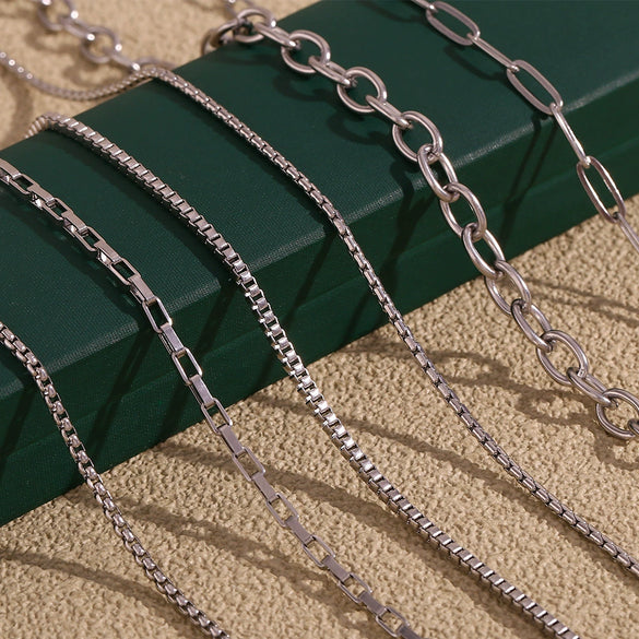 Wholesale Women's Simple Geometric Titanium Steel And Stainless Steel Chain Necklace With Electroplating