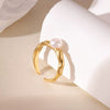 Wholesale Women's Simple Geometric Titanium Steel Electroplated Pearl Open Ring