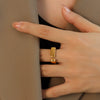 Wholesale Women's Simple Geometric Titanium Steel 18K Gold Electroplated Open Ring Without Fading