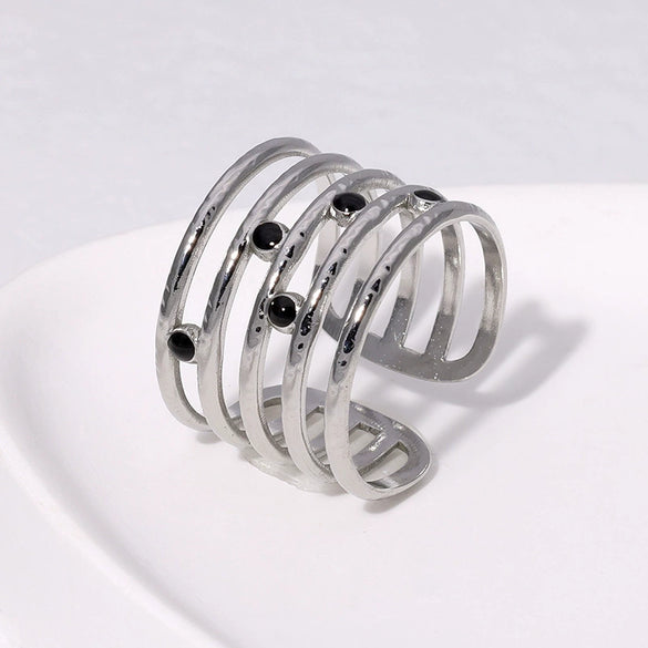 Wholesale Women's Simple Geometric Titanium Steel Open Ring With Electroplating Treatment