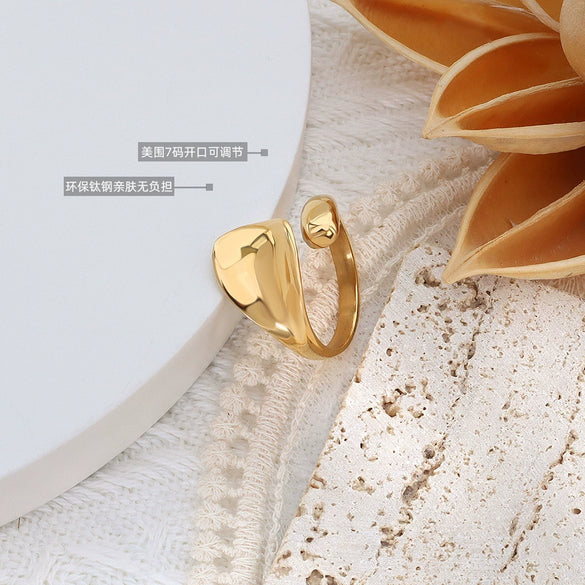 Wholesale Women's Simple Geometric 316L Stainless Steel Ring With Electroplating