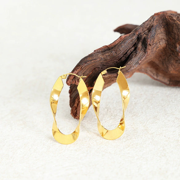 Wholesale Women's Simple Geometric Ushaped Electroplated Titanium Steel Earrings