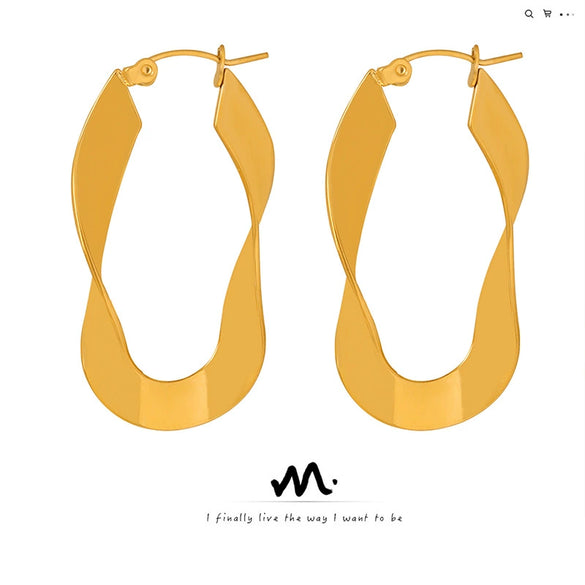 Wholesale Women's Simple Geometric Ushaped Electroplated Titanium Steel Earrings