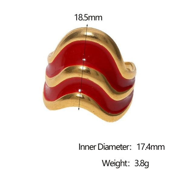 Wholesale Women's Simple Geometric Ushaped 18K Goldplated Stainless Steel Open Ring Jewelry