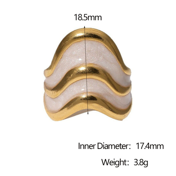 Wholesale Women's Simple Geometric Ushaped 18K Goldplated Stainless Steel Open Ring Jewelry