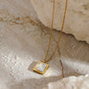 Wholesale Women's Simple Geometric White Motherofpearl Pendant Necklace With Goldplated Oshaped Chain