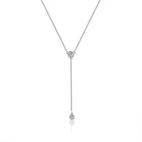Wholesale Women's Simple Geometric Zircon Yshaped Necklace Copper Plated With Real Gold Electroplating Jewelry
