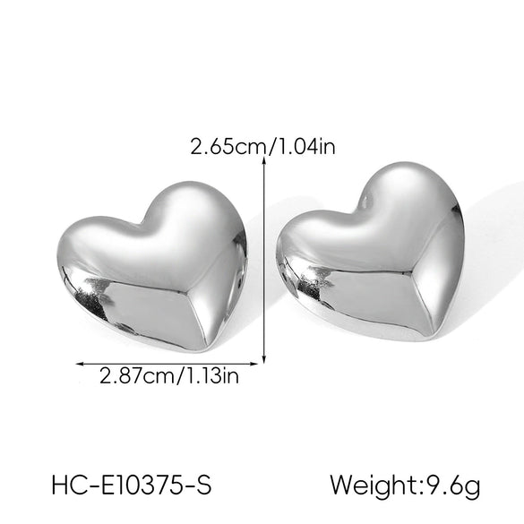 Wholesale Women's Simple Glossy Heartshaped Geometric Stainless Steel Polished Earrings