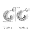 Wholesale Women's Simple Glossy Heartshaped Geometric Stainless Steel Polished Earrings