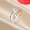 Wholesale Women's Simple Goldfilled Alloy Freshwater Pearl Beads Ring With Rice And Droplet Shapes