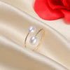 Wholesale Women's Simple Goldfilled Alloy Freshwater Pearl Beads Ring With Rice And Droplet Shapes
