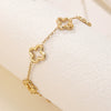 Wholesale Women's Simple Goldplated Stainless Steel Flower Fourleaf Clover Zircon Bracelet