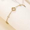 Wholesale Women's Simple Goldplated Stainless Steel Flower Fourleaf Clover Zircon Bracelet