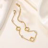 Wholesale Women's Simple Goldplated Stainless Steel Flower Fourleaf Clover Zircon Bracelet
