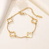 Wholesale Women's Simple Goldplated Stainless Steel Flower Fourleaf Clover Zircon Bracelet