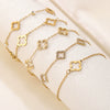 Wholesale Women's Simple Goldplated Stainless Steel Flower Fourleaf Clover Zircon Bracelet