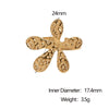 Wholesale Women's Simple Hammered Flower Electroplated Stainless Steel Open Ring Bracelet