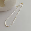Wholesale Women's Simple Handmade Bamboo Chain Shell Natural Pearl Clavicle Necklace With Geometric Pattern