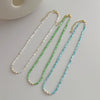 Wholesale Women's Simple Handmade Bamboo Chain Shell Natural Pearl Clavicle Necklace With Geometric Pattern