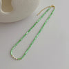 Wholesale Women's Simple Handmade Bamboo Chain Shell Natural Pearl Clavicle Necklace With Geometric Pattern