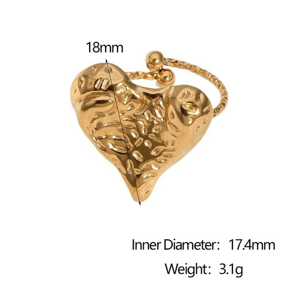 Wholesale Women's Simple Heart Shape Stainless Steel Electroplated Ring Hand Jewelry