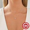 Wholesale Women's Simple Heart Shaped Octagonal Star Diamond Necklace In 925 Sterling Silver With Electroplating