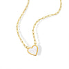 Wholesale Women's Simple Heart White Seashell Pendant Titanium Steel 18K Gold Plated Cross Chain Necklace