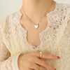 Wholesale Women's Simple Heart White Seashell Pendant Titanium Steel 18K Gold Plated Cross Chain Necklace