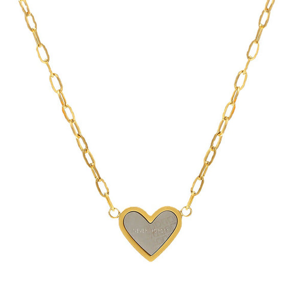 Wholesale Women's Simple Heartshaped 14K Goldplated Gold Inlaid Titanium Steel Necklace Jewelry