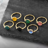 Wholesale Women's Simple Hemispherical Natural Stone Copper Ring With Geometric Pattern And Gold Inlaid Jewelry