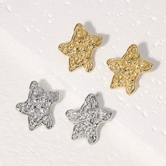 Wholesale Women's Simple High End Cold Style Titanium Steel Stud Earrings With Heart Flower And Geometric Patterns Electroplated