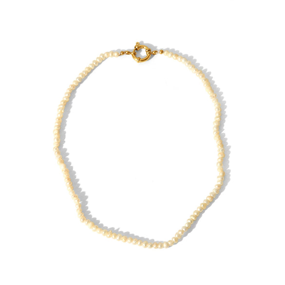 Wholesale Women's Simple High Sense Natural Freshwater Pearl Necklace With Titanium Steel Water Wave Buckle And Handmade Stainless Steel Jewelry