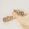 Wholesale Women's Simple Highend Inlaid Zircon Stud Earrings Stainless Steel 18K Gold Nonfading Geometric Electroplated Jewelry