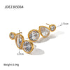 Wholesale Women's Simple Highend Inlaid Zircon Stud Earrings Stainless Steel 18K Gold Nonfading Geometric Electroplated Jewelry